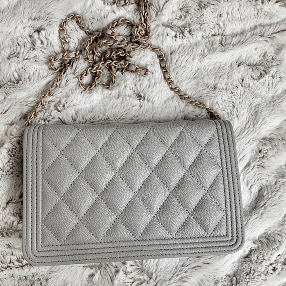 Chanel gray caviar boy wallet on chain woc - Picture 4 of 8